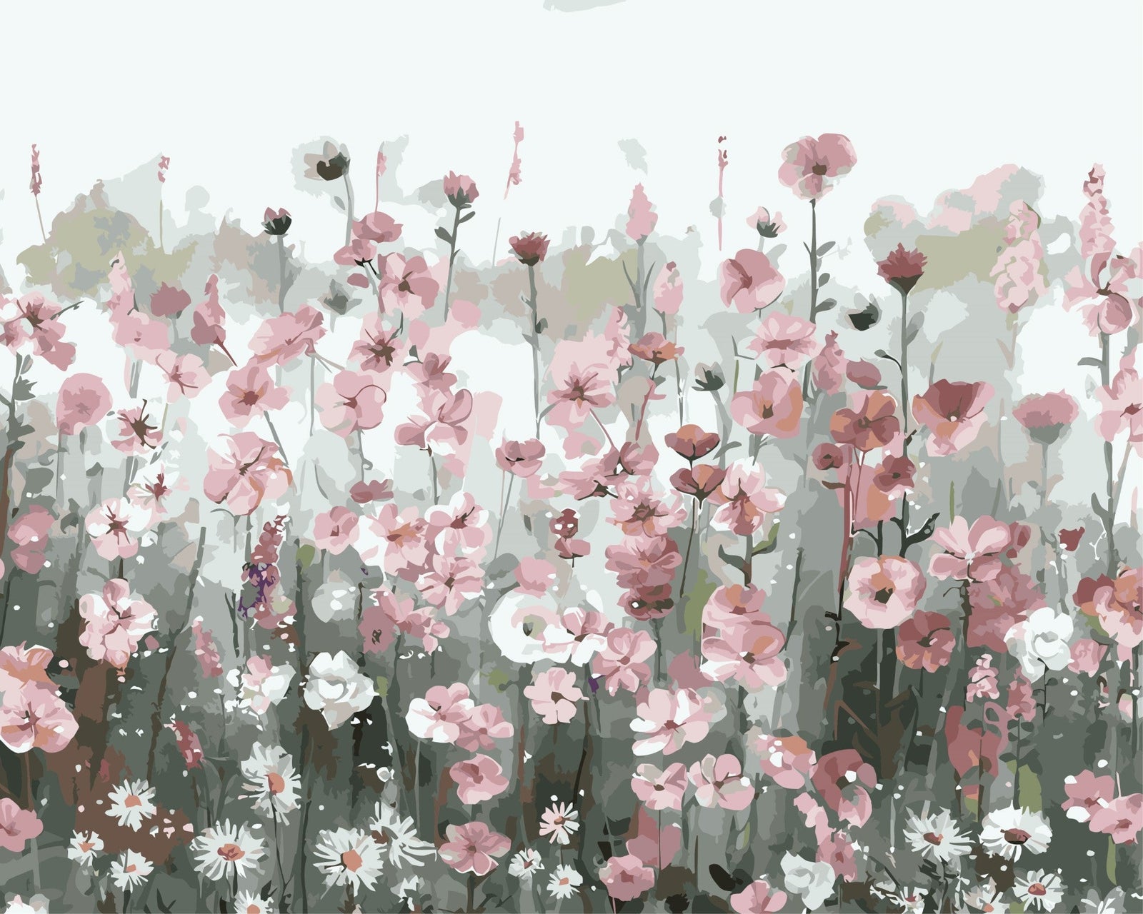 Blumenpracht – Malen nach Zahlen Set für Erwachsene mit Holzrahmen