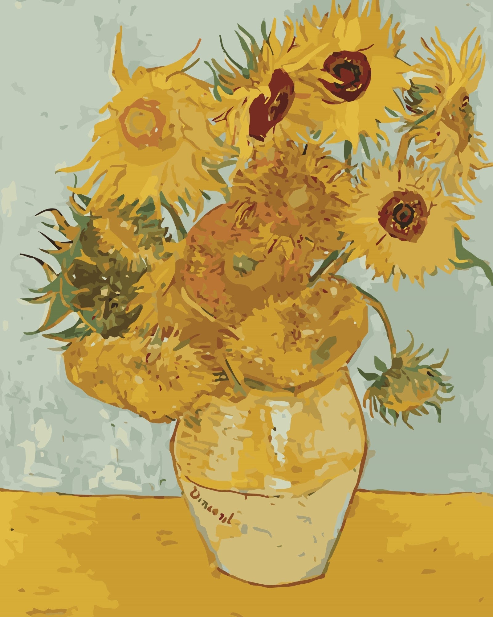 Sonnenblumen – Vincent van Gogh – Malen nach Zahlen Set für Erwachsene mit Holzrahmen