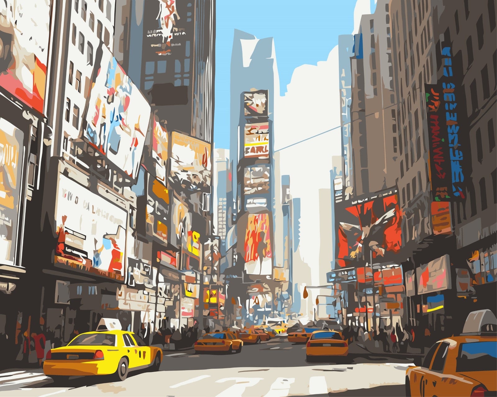 Taxis in New Yorker Skyline – Malen nach Zahlen Set für Erwachsene mit Holzrahmen