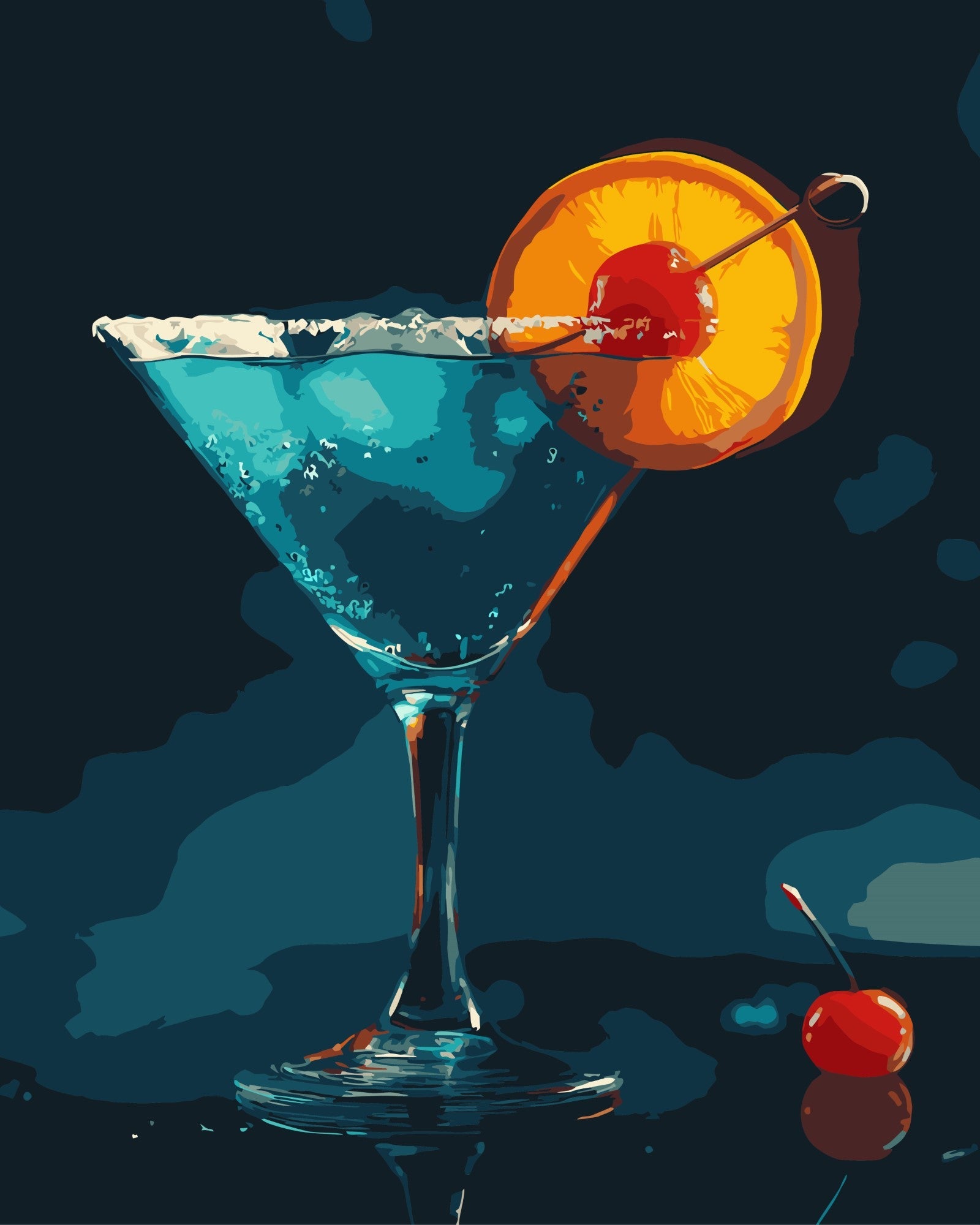 Cocktail mit Kirsche – Malen nach Zahlen Set für Erwachsene mit Holzrahmen