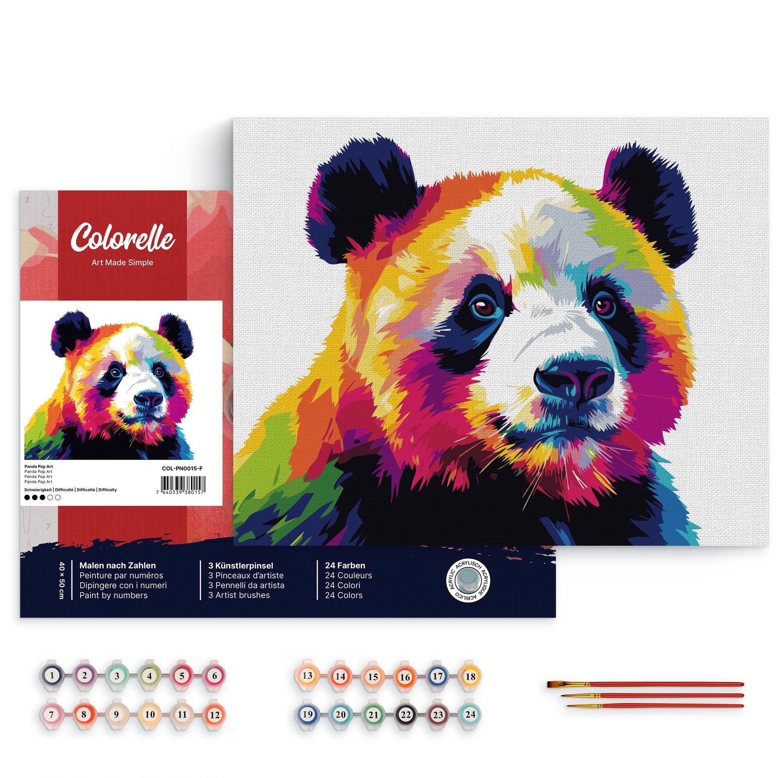 Panda Pop Art – Malen nach Zahlen Set für Erwachsene mit Holzrahmen