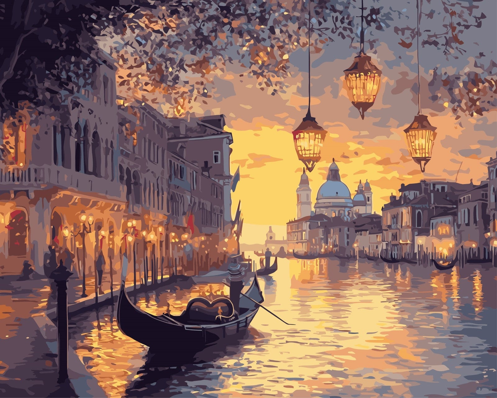 Venedig in der Abenddämmerung – Malen nach Zahlen Set für Erwachsene mit Holzrahmen