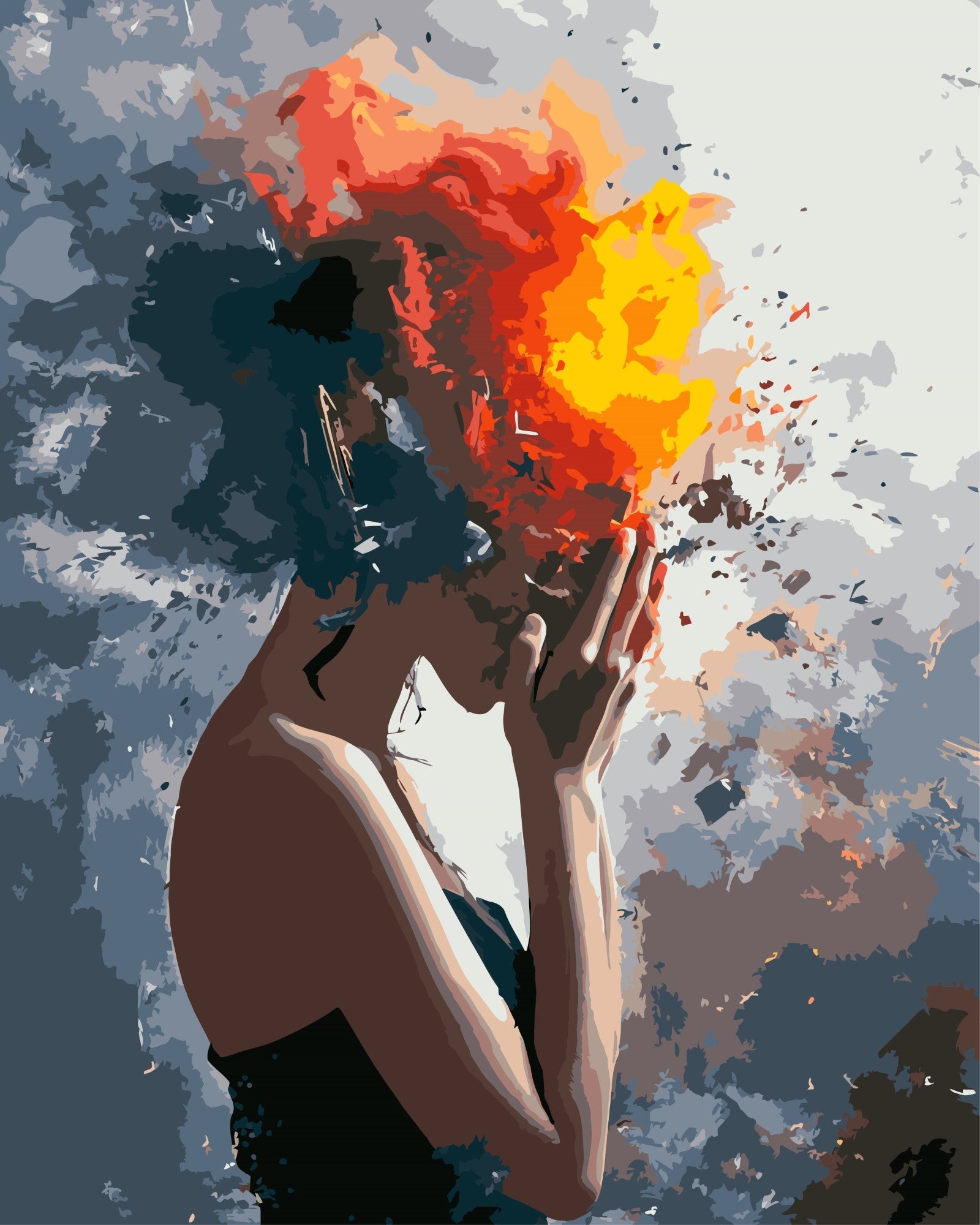 Sturm im Kopf – Malen nach Zahlen Set für Erwachsene mit Holzrahmen