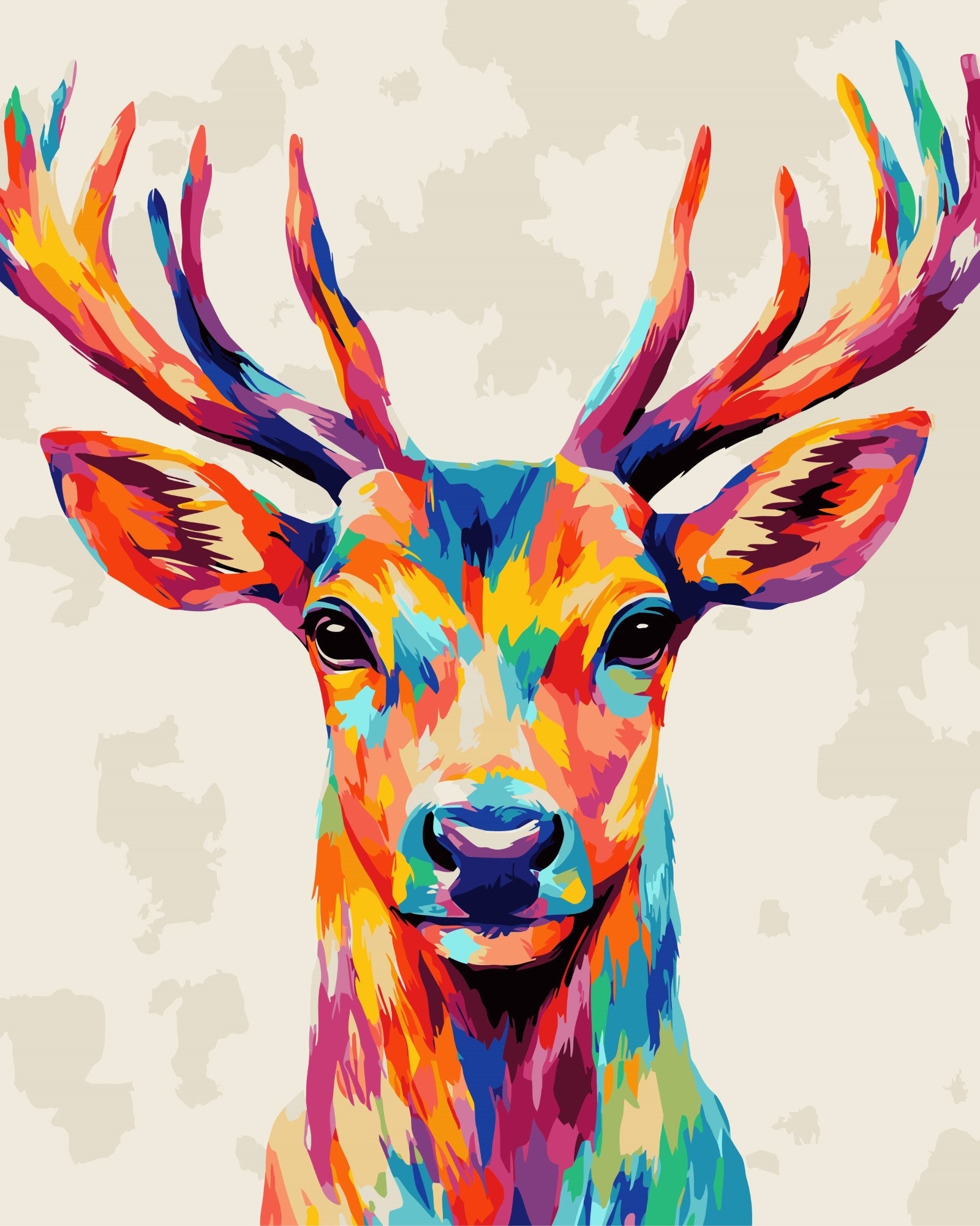 Stolzer Hirsch Pop Art – Malen nach Zahlen Set für Erwachsene mit Holzrahmen