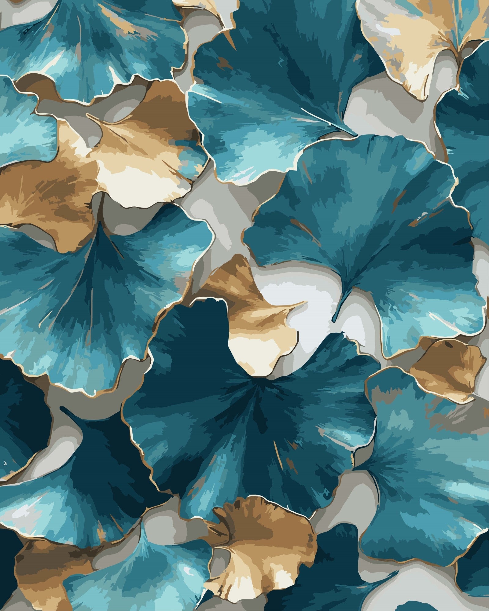 Edle Ginkgo Blätter – Malen nach Zahlen Set für Erwachsene mit Holzrahmen