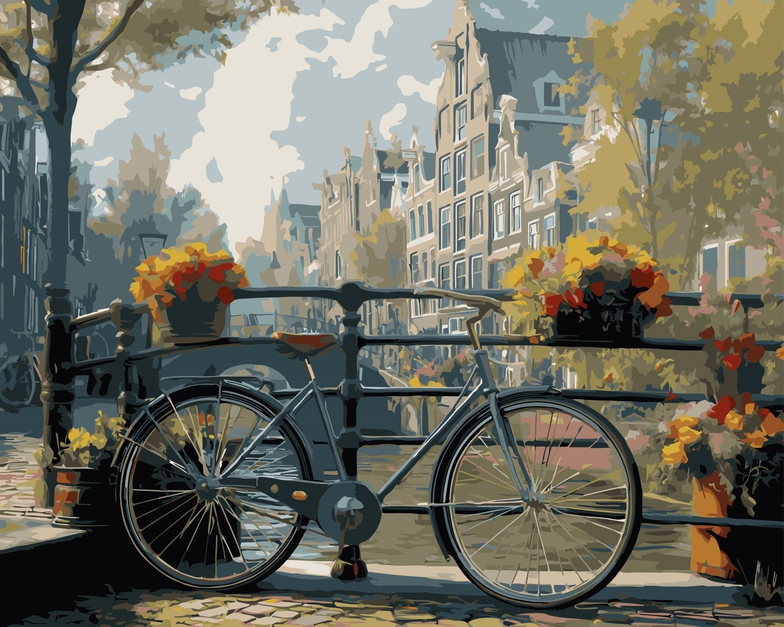 Fahrrad in Amsterdam – Malen nach Zahlen Set für Erwachsene mit Holzrahmen