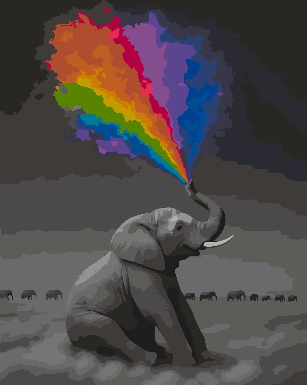Regenbogen Elefant – Malen nach Zahlen Set für Erwachsene