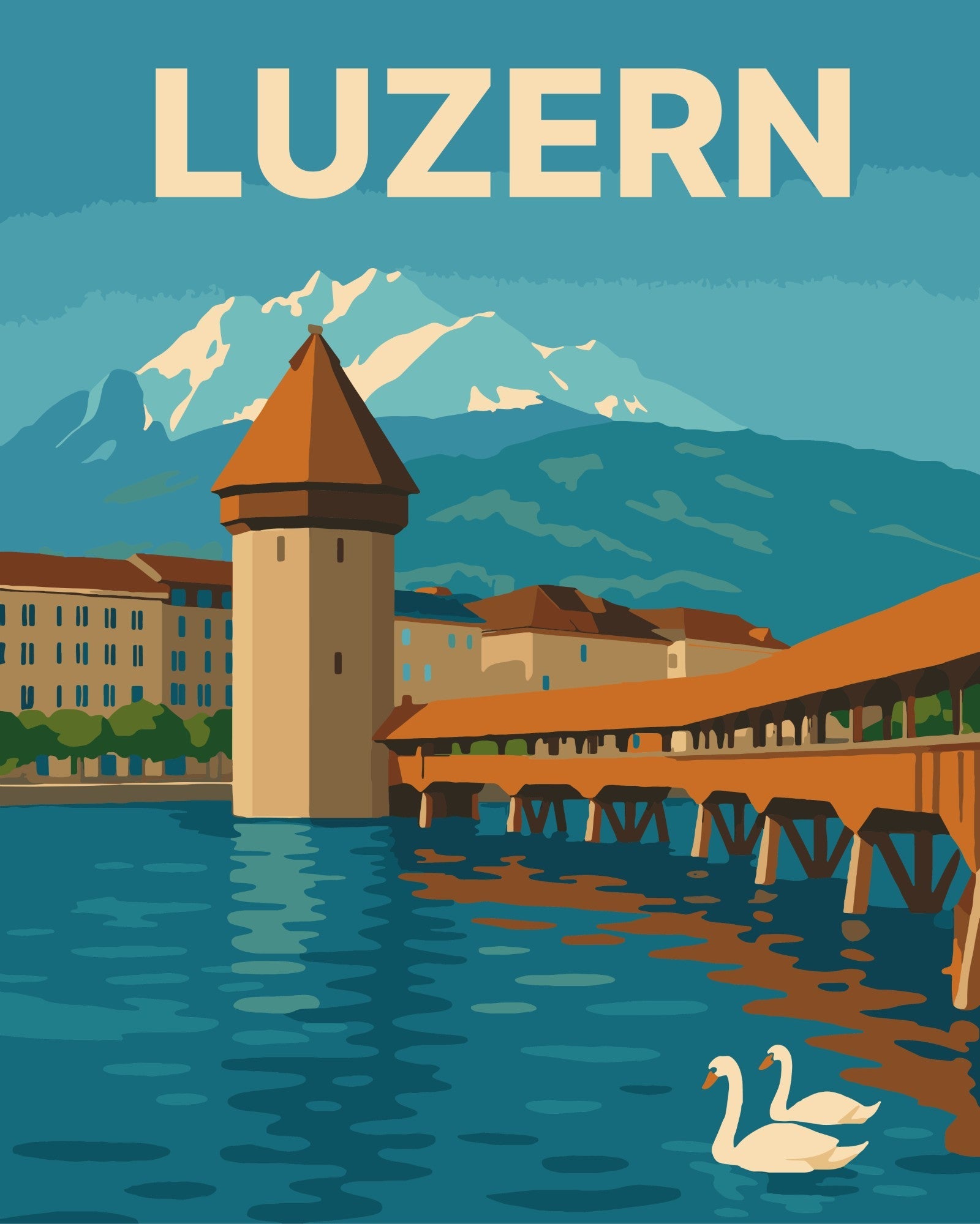 Luzern Reiseposter – Malen nach Zahlen Set für Erwachsene