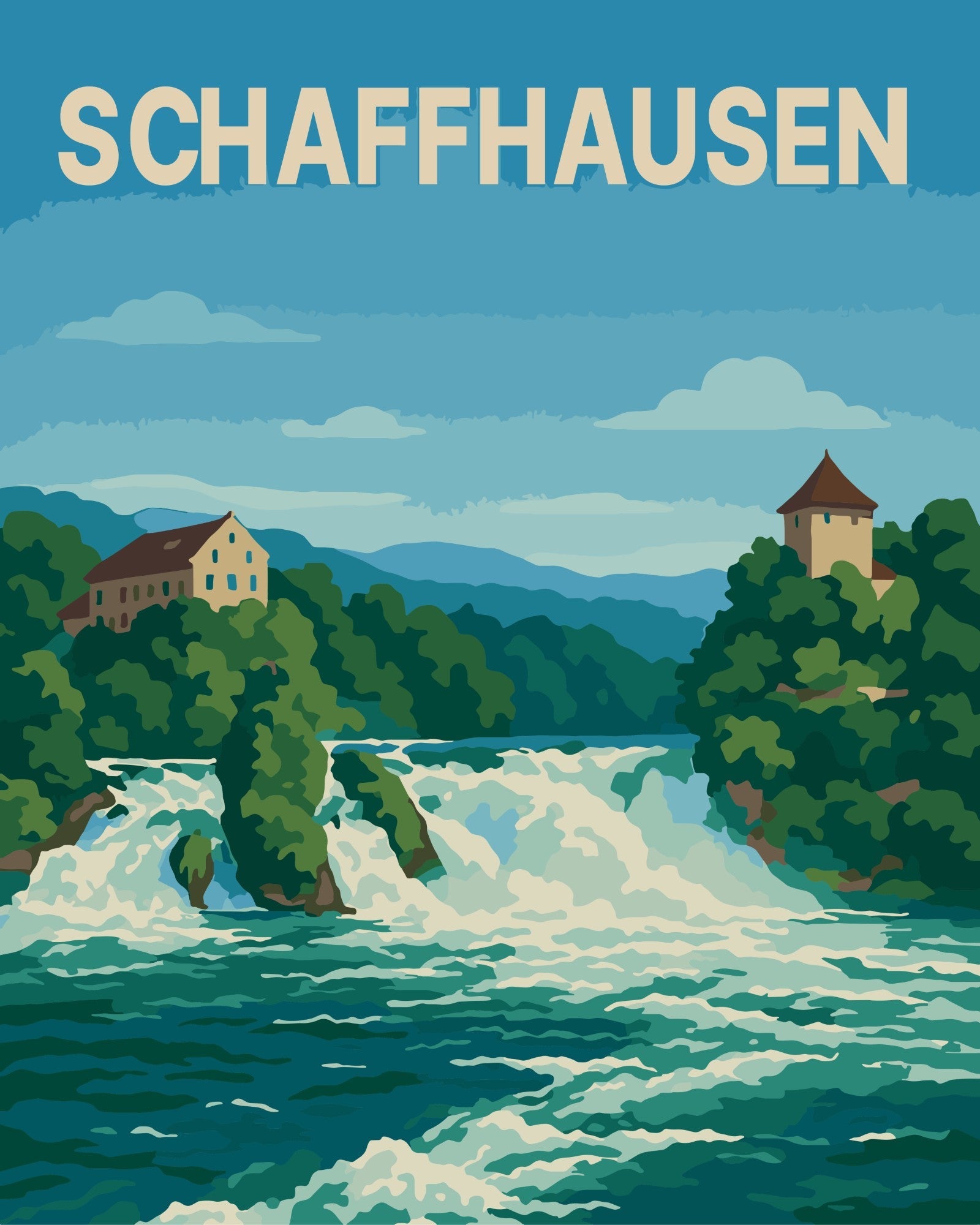 Schaffhausen Reiseposter – Malen nach Zahlen Set für Erwachsene
