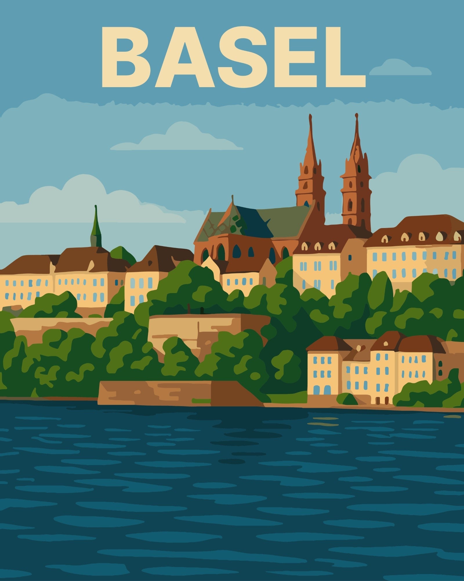 Basel Reiseposter – Malen nach Zahlen Set für Erwachsene